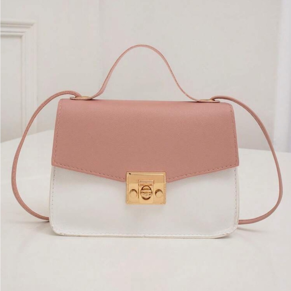 ⚠️Clearance Pink and White Color Block Crossbody Bag - Picture 1 of 5